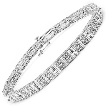 1.16 Carat Genuine White Diamond 14K White Gold Plated .925 Sterling Silver Bracelet